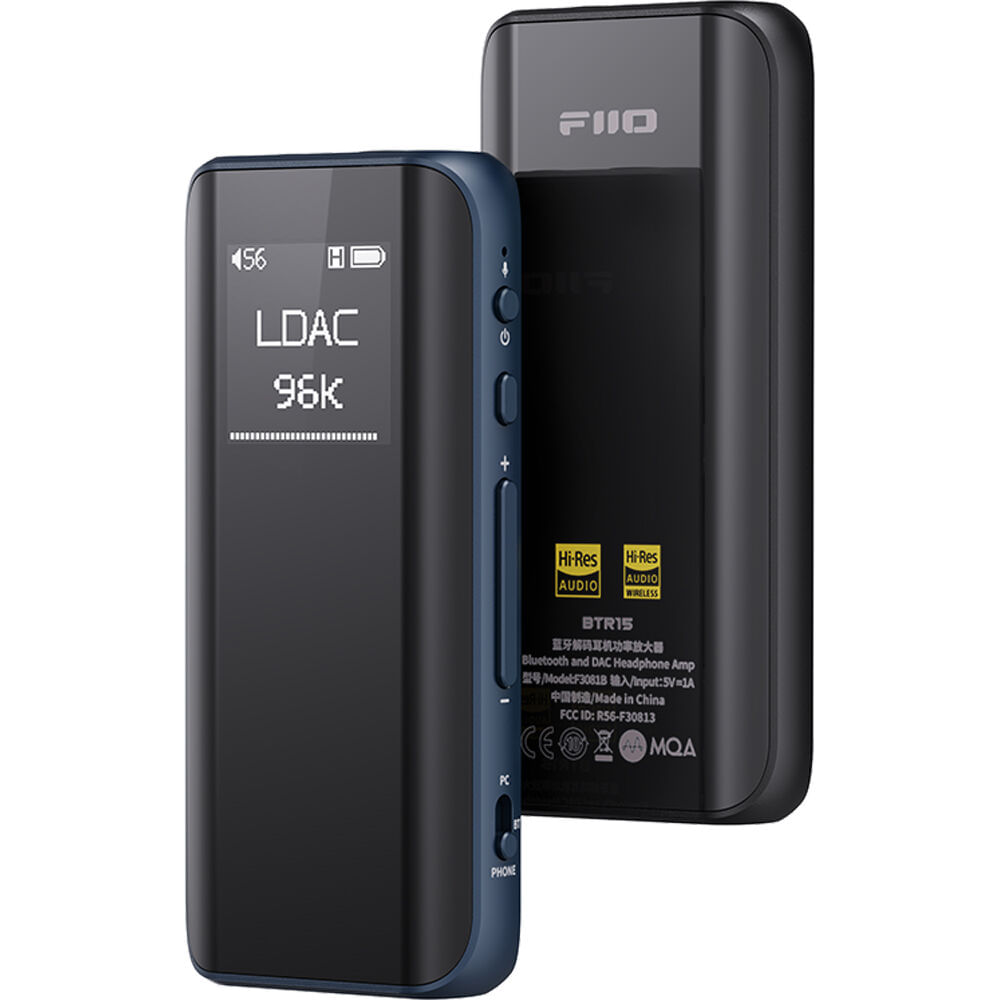 FiiO BTR15: DAC y Amplificador de Auriculares Bluetooth Portátil (Azul) - Ultracompacto, Soporte MQA