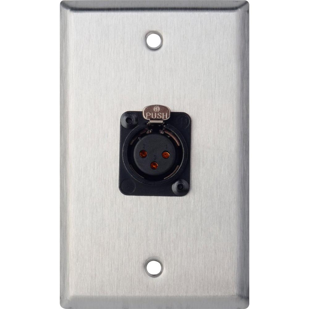 Placa de Pared de Acero Inoxidable TecNec WPL-1115TB con Terminal XLR Femenino Neutrik de 3 Pines 615444-REG Placa de Pared de Acero Inoxidable TecNec WPL-1115TB con Terminal XLR Femenino Neutrik de 3 Pines 615444-REG