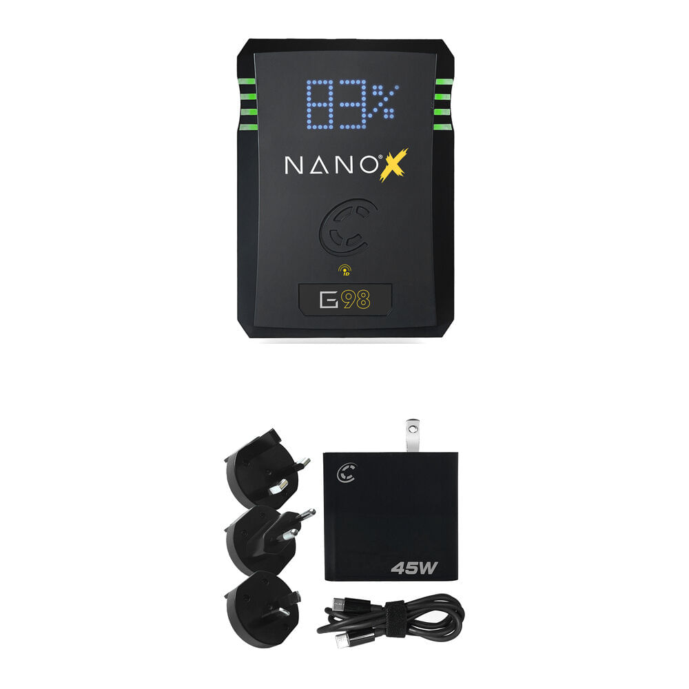 Batería NANOX 98Wh Gold Mount con Cargador Rápido de 45W (Kit) para Cámaras Profesionales 1823125-REG Batería NANOX 98Wh Gold Mount con Cargador Rápido de 45W (Kit) para Cámaras Profesionales 1823125-REG