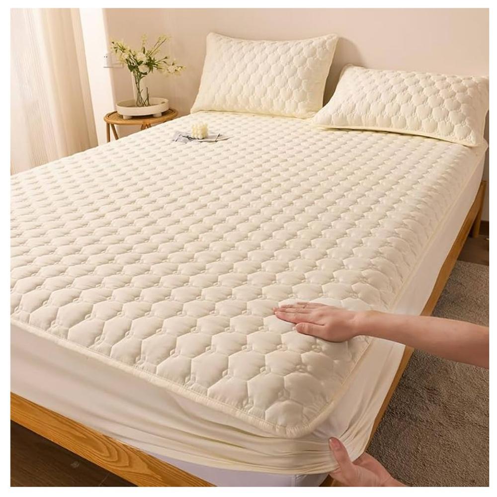 Funda Protector De Colchón Impermeable Antifluidos Beige
