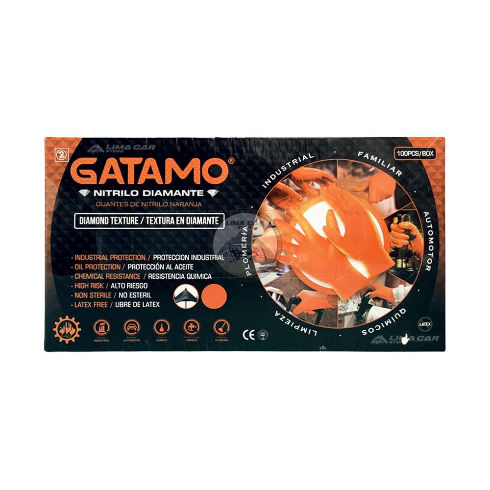 Guantes Nitrilo Diamante x 100 und Uso automotriz - Naranja M
