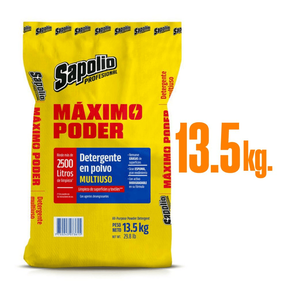 Detergente en Polvo Sapolio Profesional 13.5kg