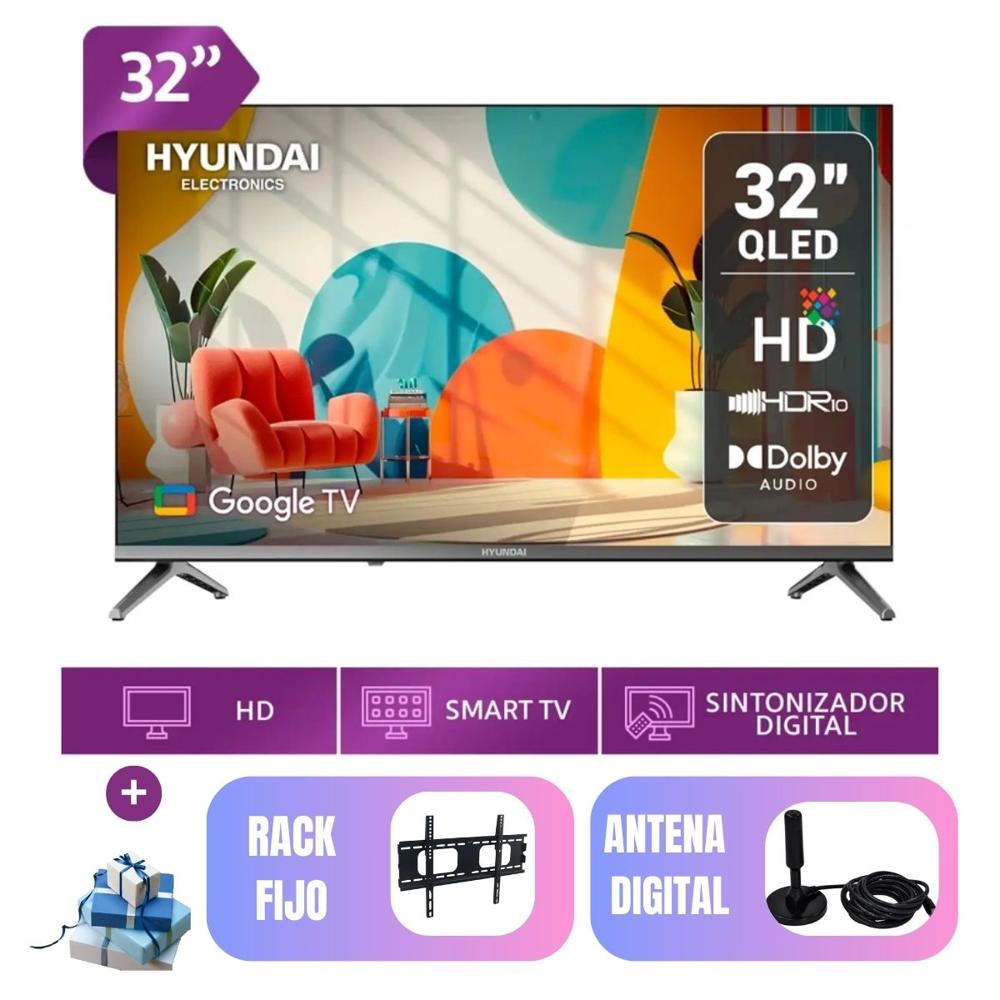 Televisor Hyundai QLED 32'' HD  HYLED3259QG 2025 - Ant - Rack Fijo