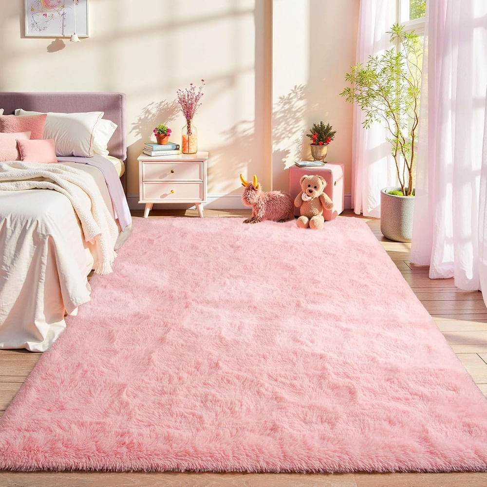 Alfombra Aafelpada de 165cm x 105cm Rosa