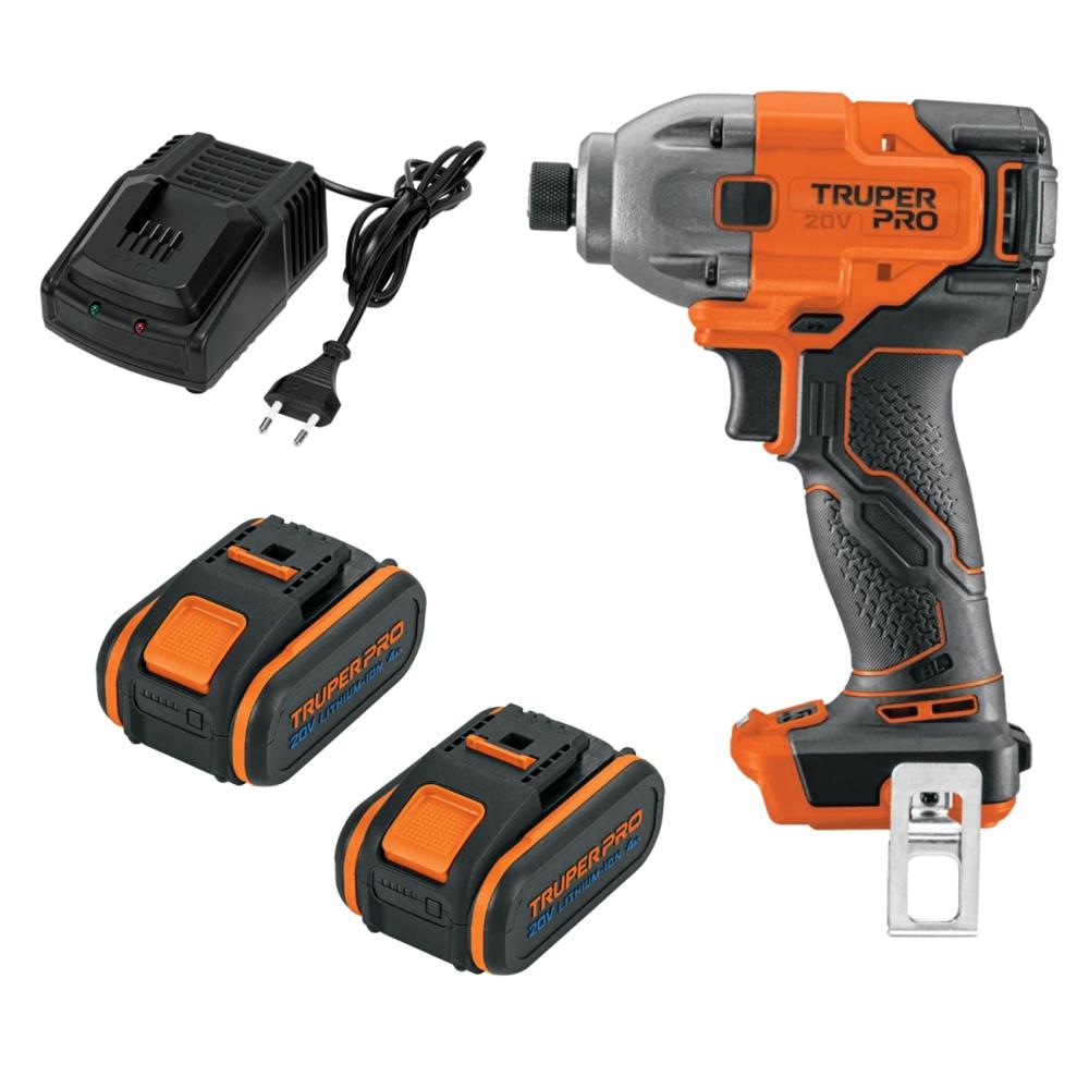 Atornillador de Impacto 20V +2 Baterias 4Ah+ Cargador Truper 103254-103009-103009-12336