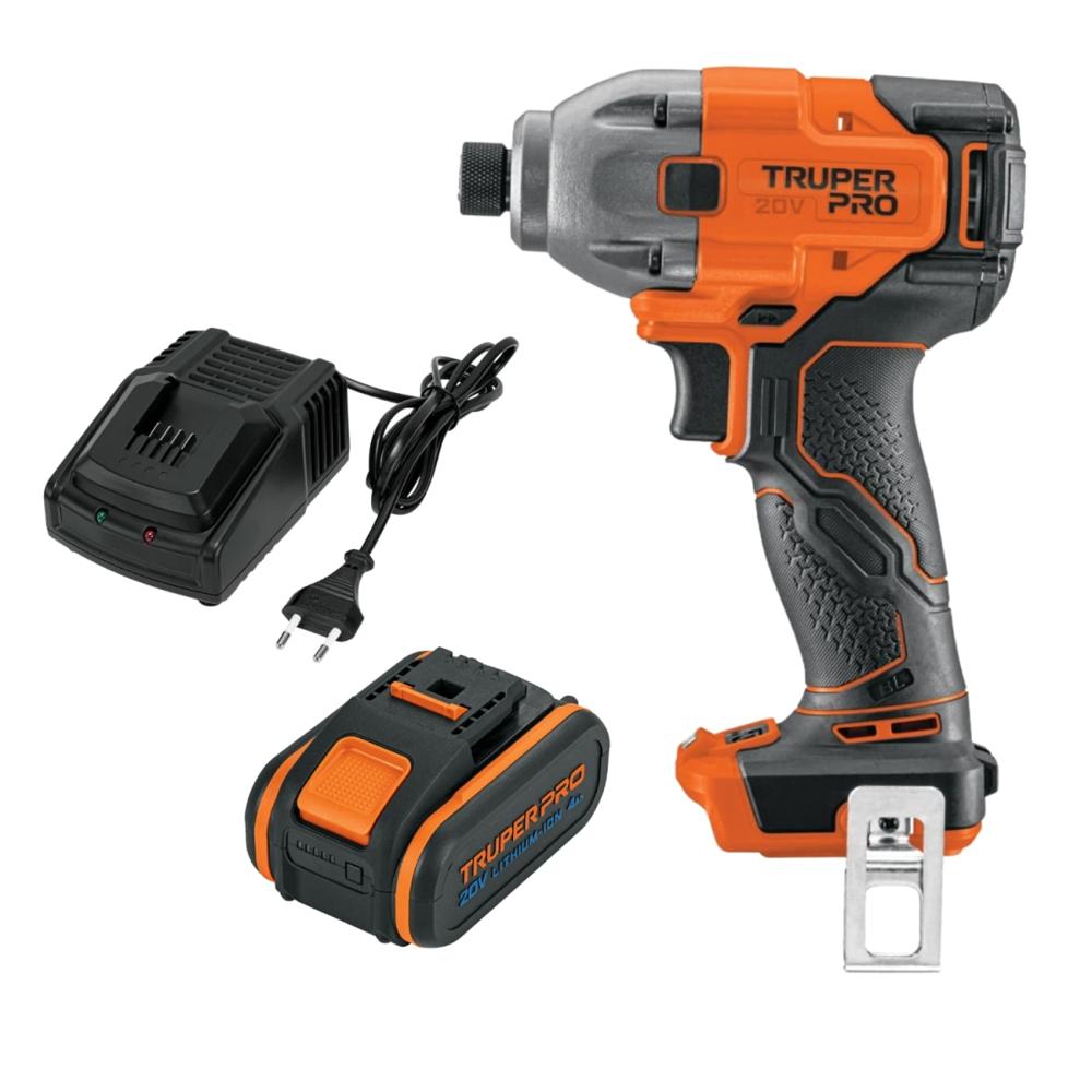 Atornillador de Impacto 20V +1 Bateria 4Ah+ Cargador Truper 103254-103009-12336