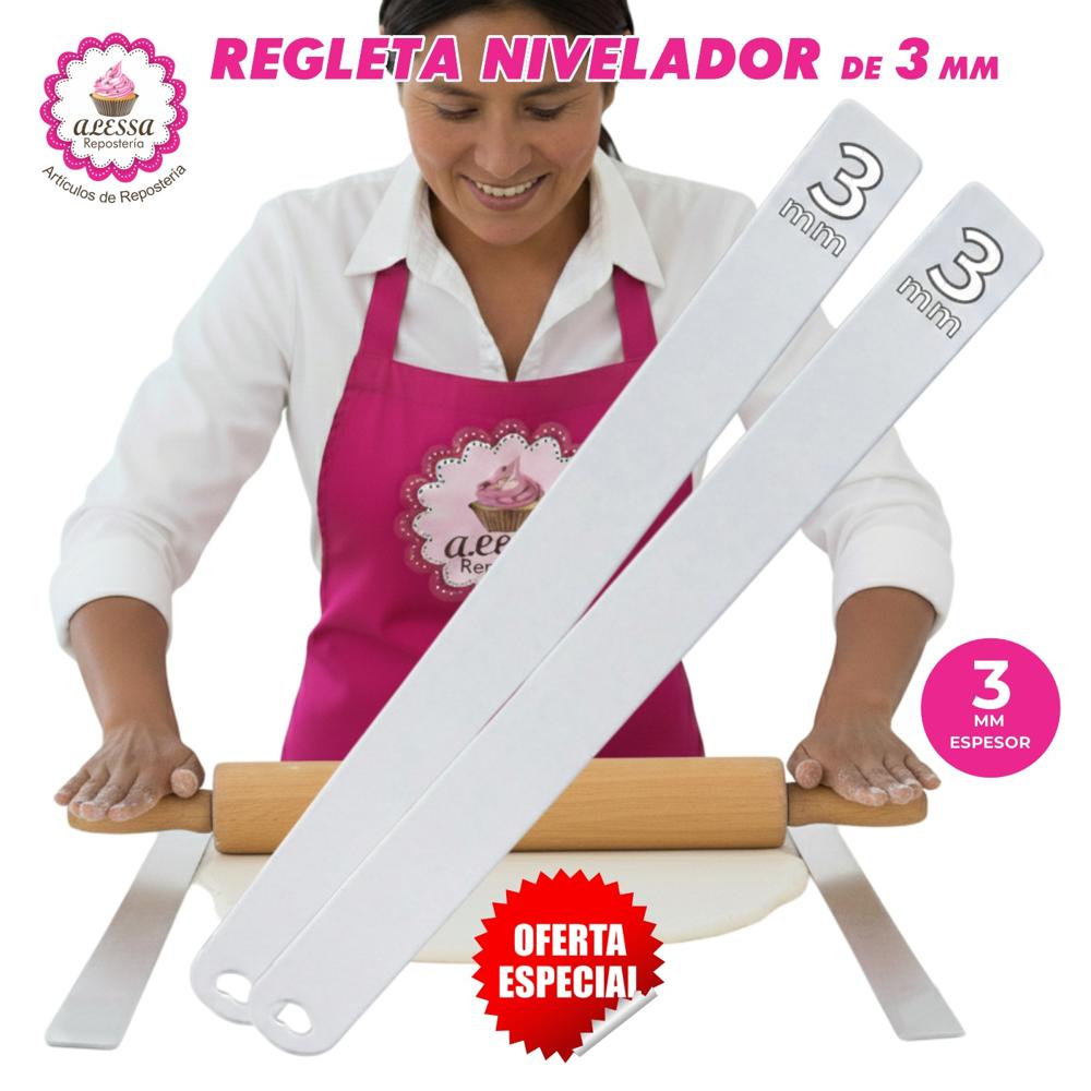 2 Regletas Nivelador Acrílico para Repostería de 3 mm.