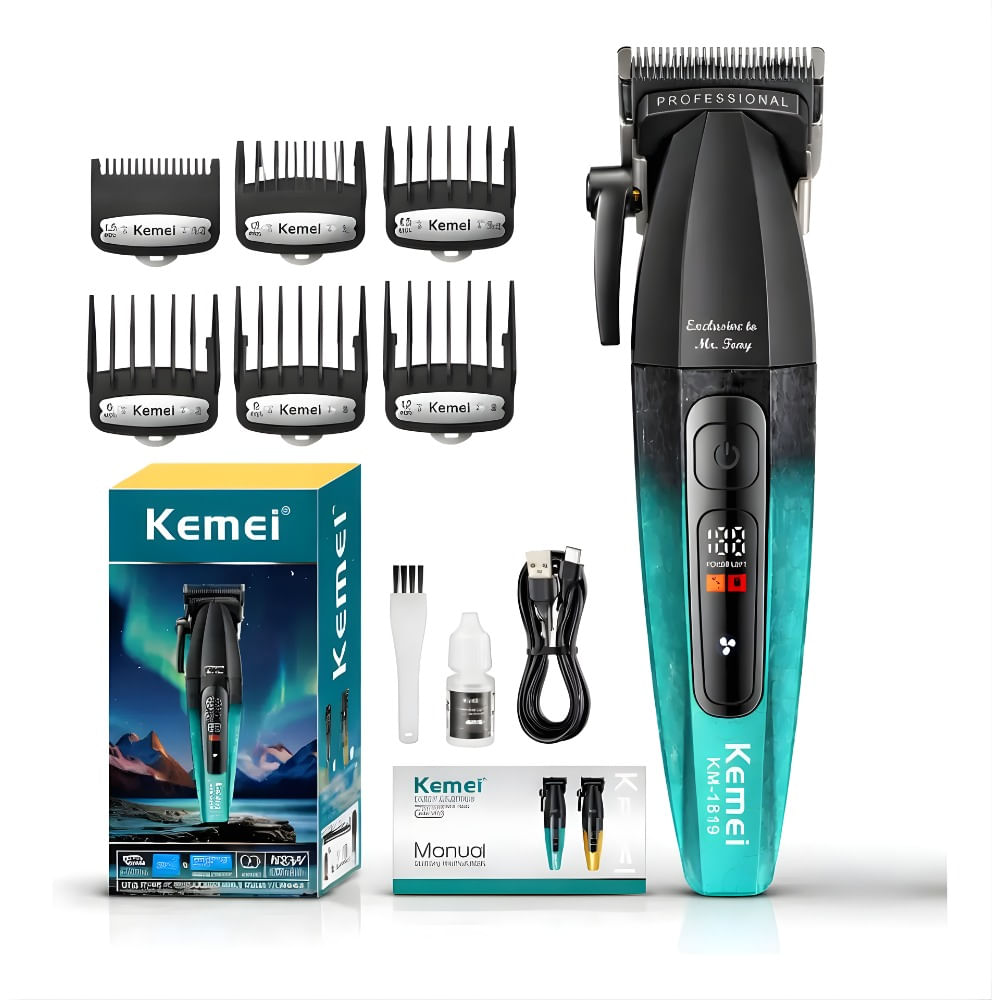Cortadora De Cabello Profesional Recargable Kemei Km-1819  verde