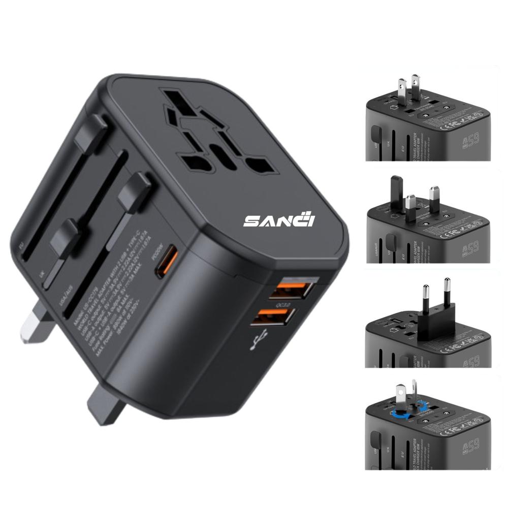 Adaptador de Viaje Universal Enchufe Internacional para más de 200 Países  con Carga Rápida