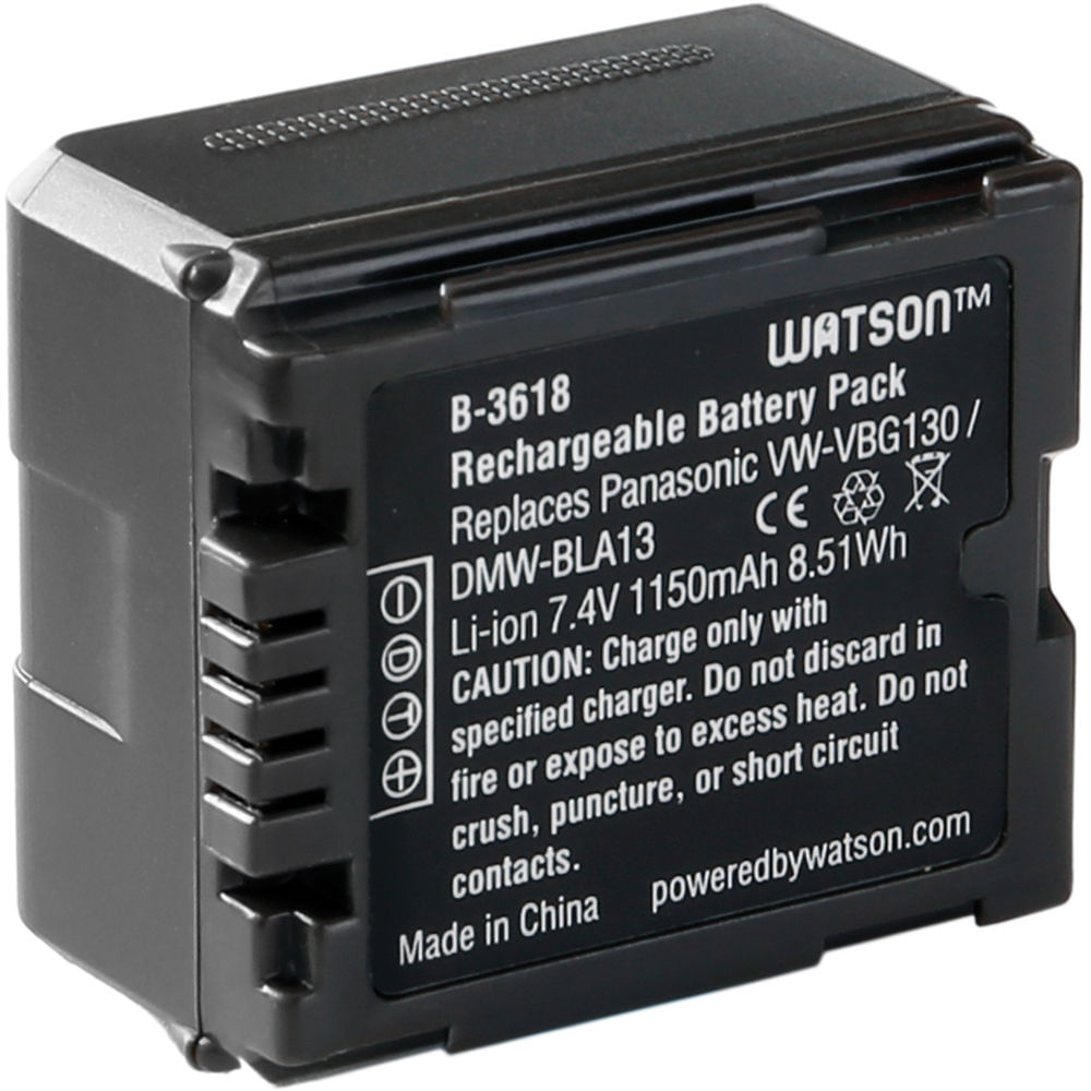Batería de Litio Watson VW-VBG130 (7.4V, 1150mAh) - Reemplazo para Baterías Panasonic VW-VBG130 y DM 835948-REG Batería de Litio Watson VW-VBG130 (7.4V, 1150mAh) - Reemplazo para Baterías Panasonic VW-VBG130 y DM 835948-REG