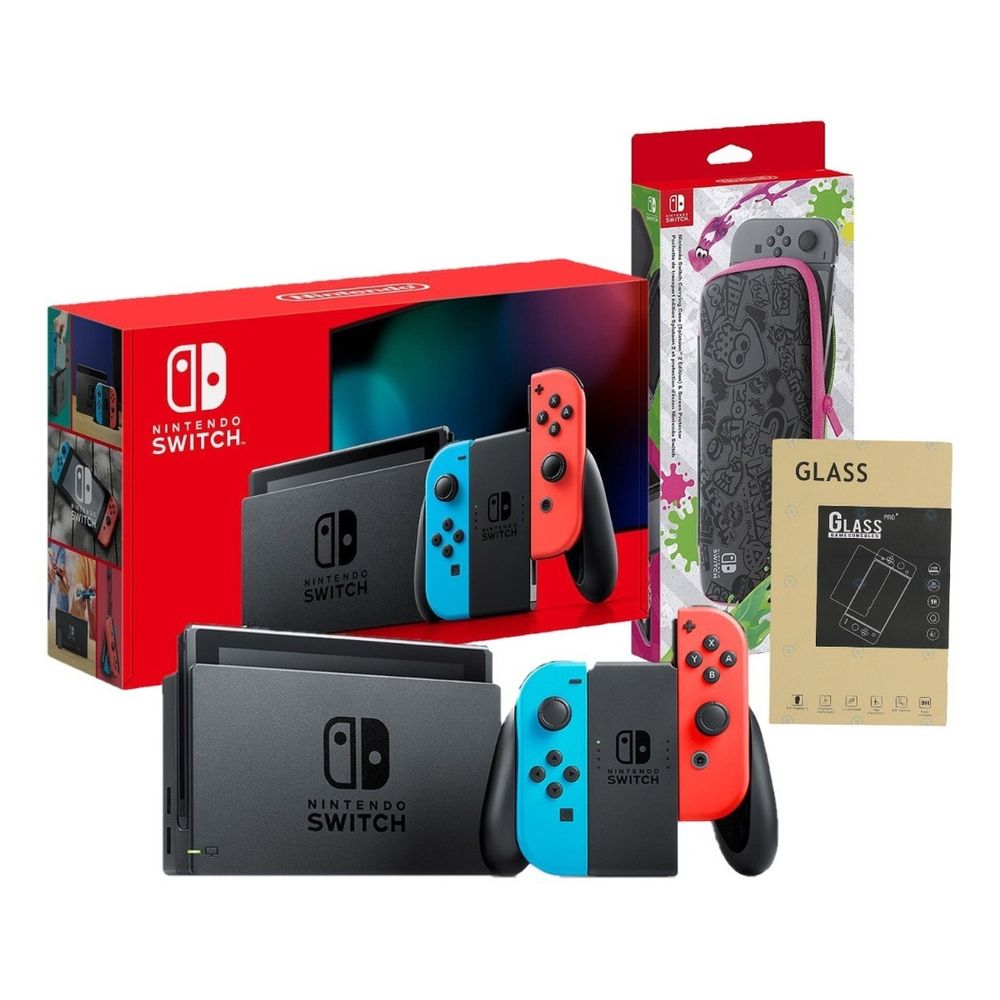 Consola Nintendo Switch Neon 2019 Bateria Extendida + Estuche Nintendo Switch + Lamina | Oechsle consola nintendo switch precio