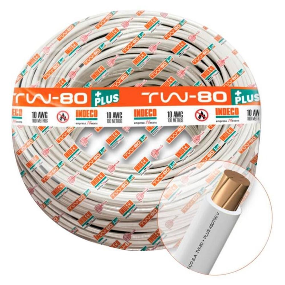 Cable Tw-80 Plus 450 -750V 10 Awg Indeco - Blanco