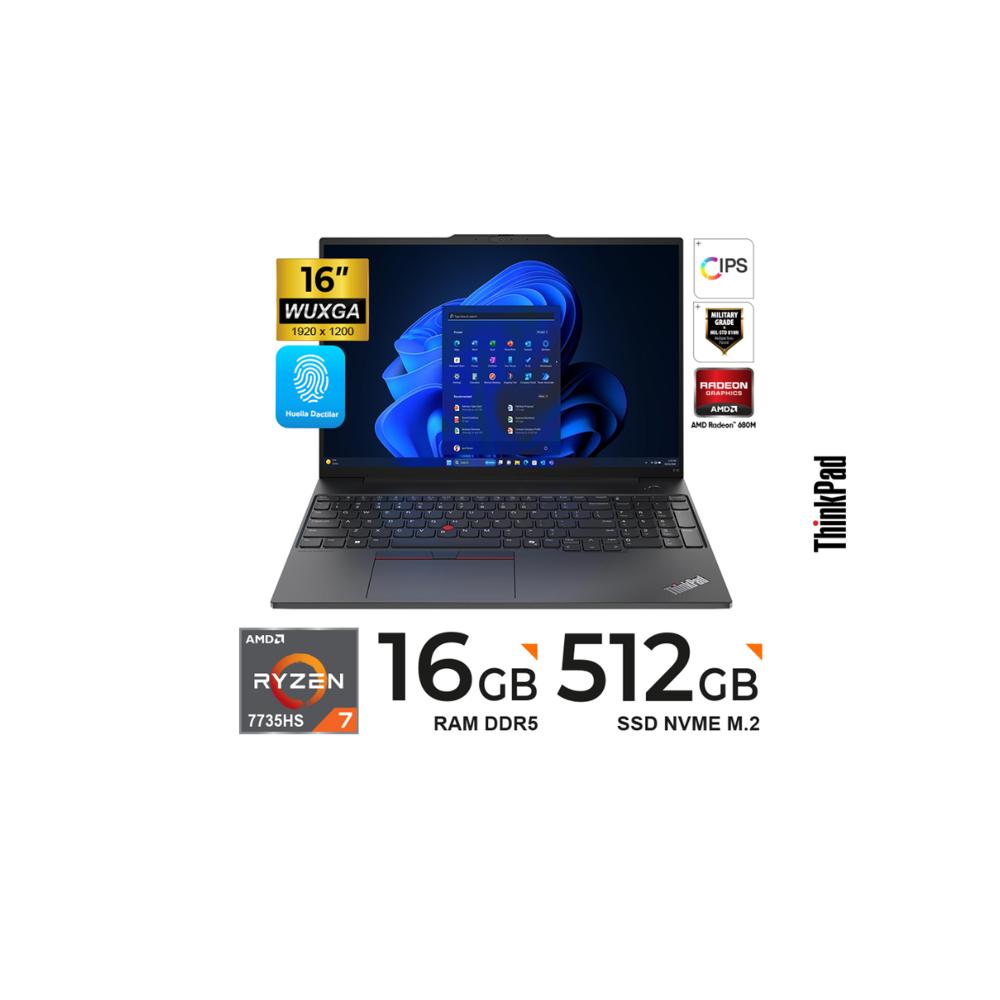 Laptop Lenovo ThinkPad E16 G2 16 FHD WUXGA AMD Ryzen 7 7735HS 16GB DDR5 512GB SSD Windows 11 Pro