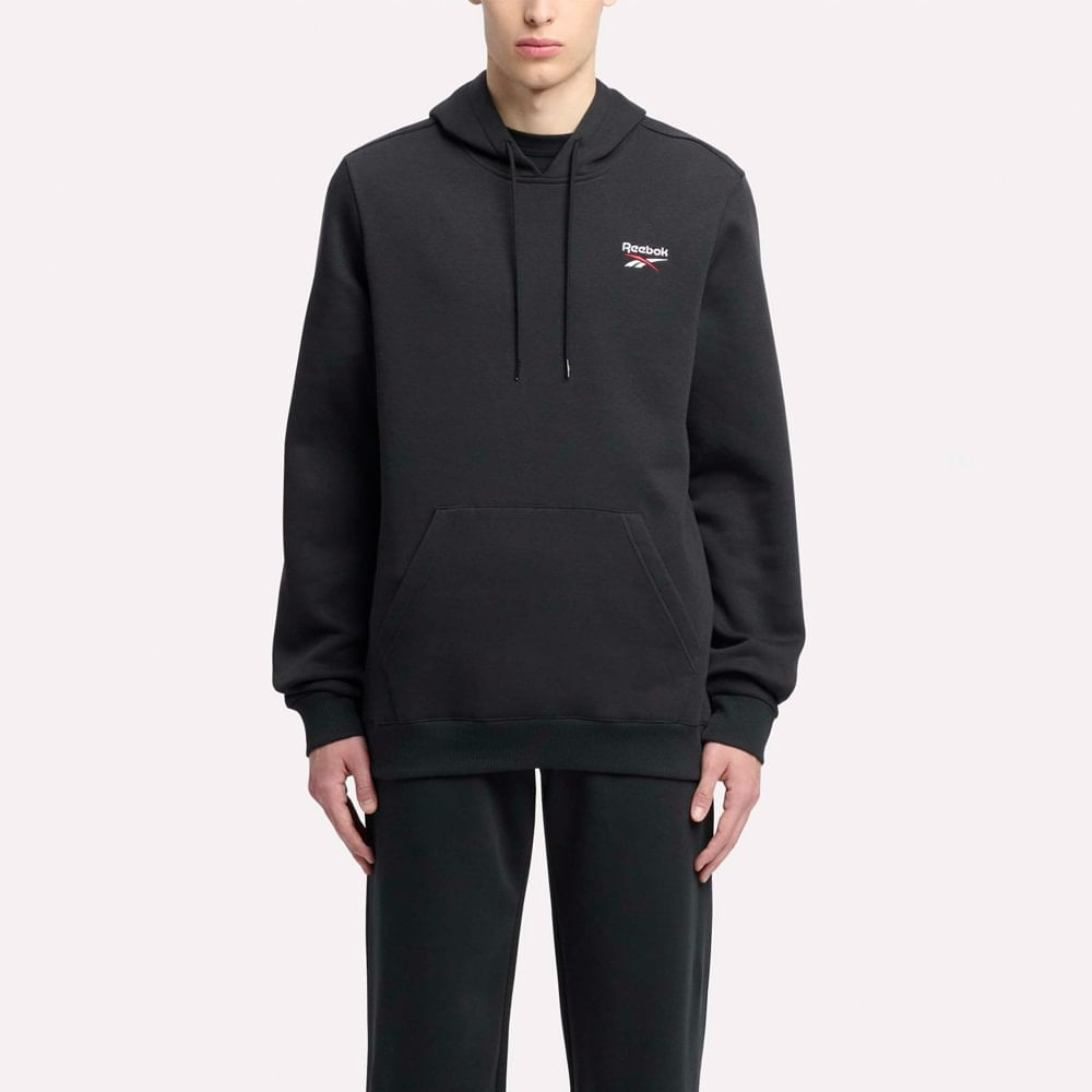 Polera Deportiva Reebok Hombre Identity Logo Hoodie Negro