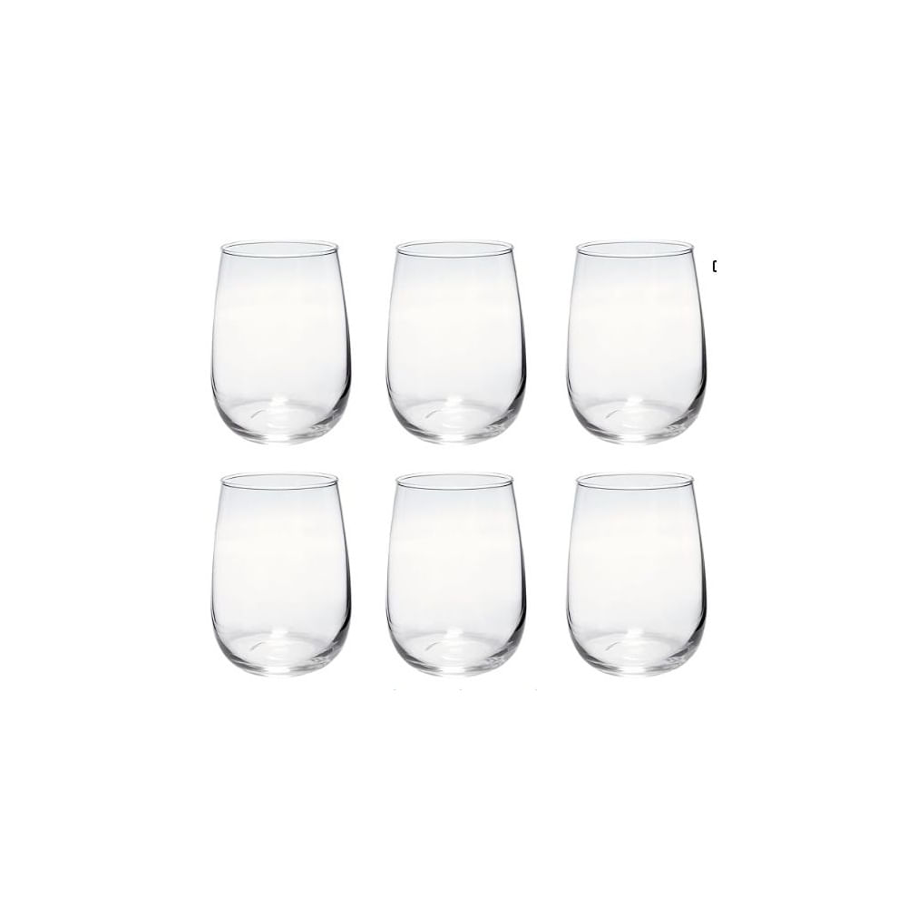 Set x 6 Vasos de Vidrio Ovalados de 400 ml