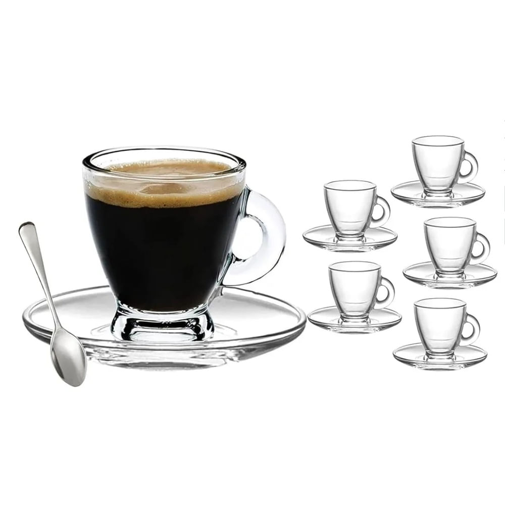 Set x 6 de tazas 80 ml con platillo para Cafe o Te.