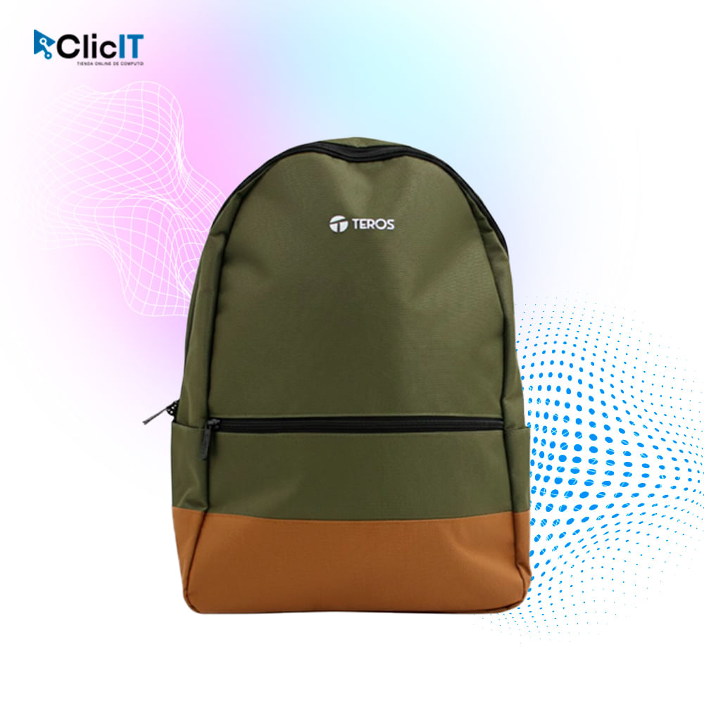 MOCHILA TEROS VERDE.MARRON TE-9021MG