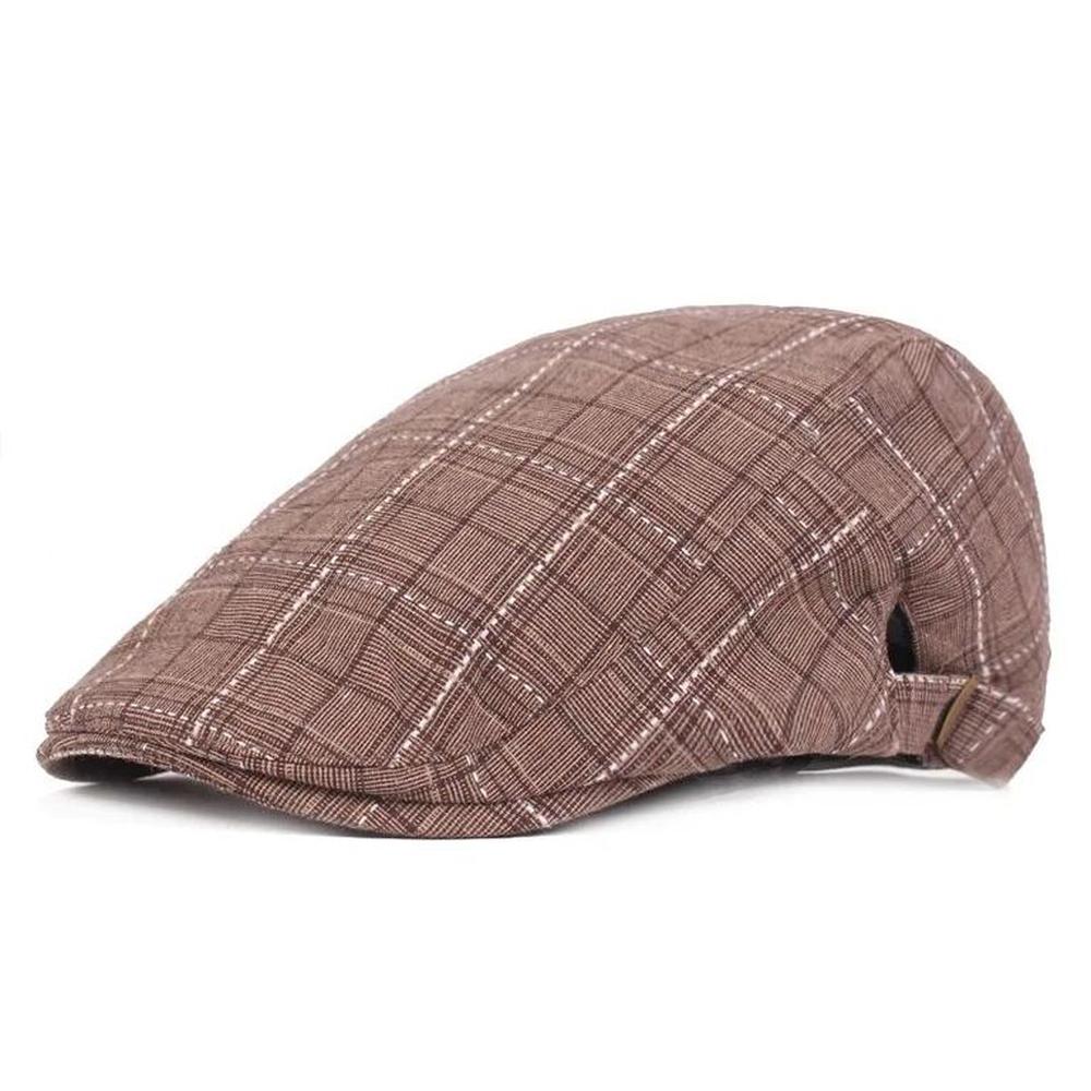 Boina gorro hombre Steve cuadros correa regulable - Marron beige