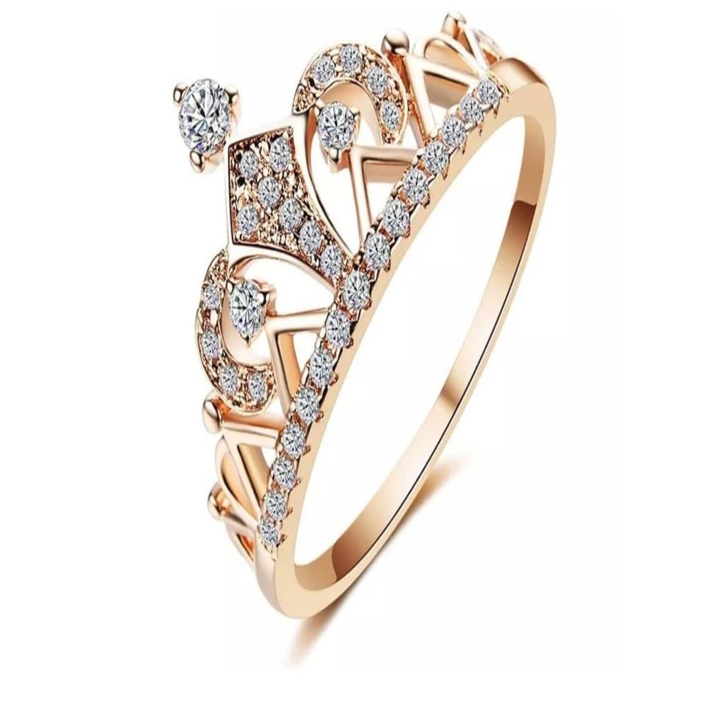 Anillo de Compromiso Corona Bañado en Oro 18K