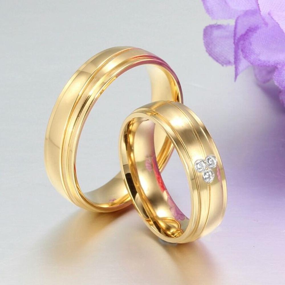 Anillo de Matrimonio Alianzas Deluxe Mujer Bañado Oro18K Novia Genieka