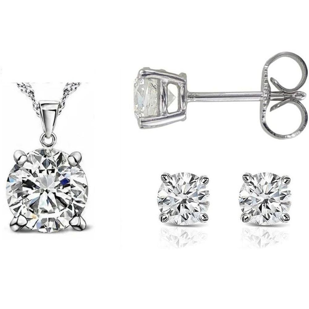 Pack de Joyas Shiny Cuadrado Crystal Aretes y Collar - Genieka