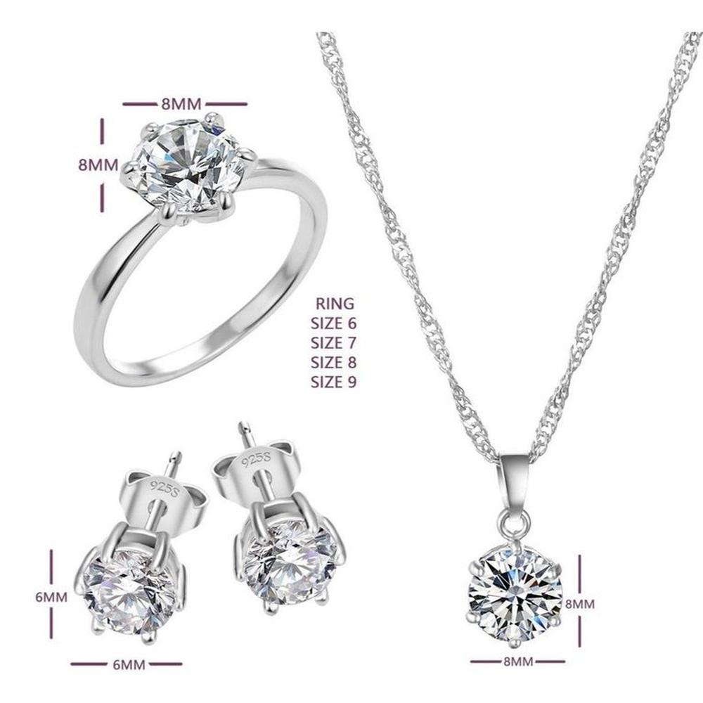 Pack Joyas Shiny Crystal Collar Aretes y Anillo Regalo San Valentin