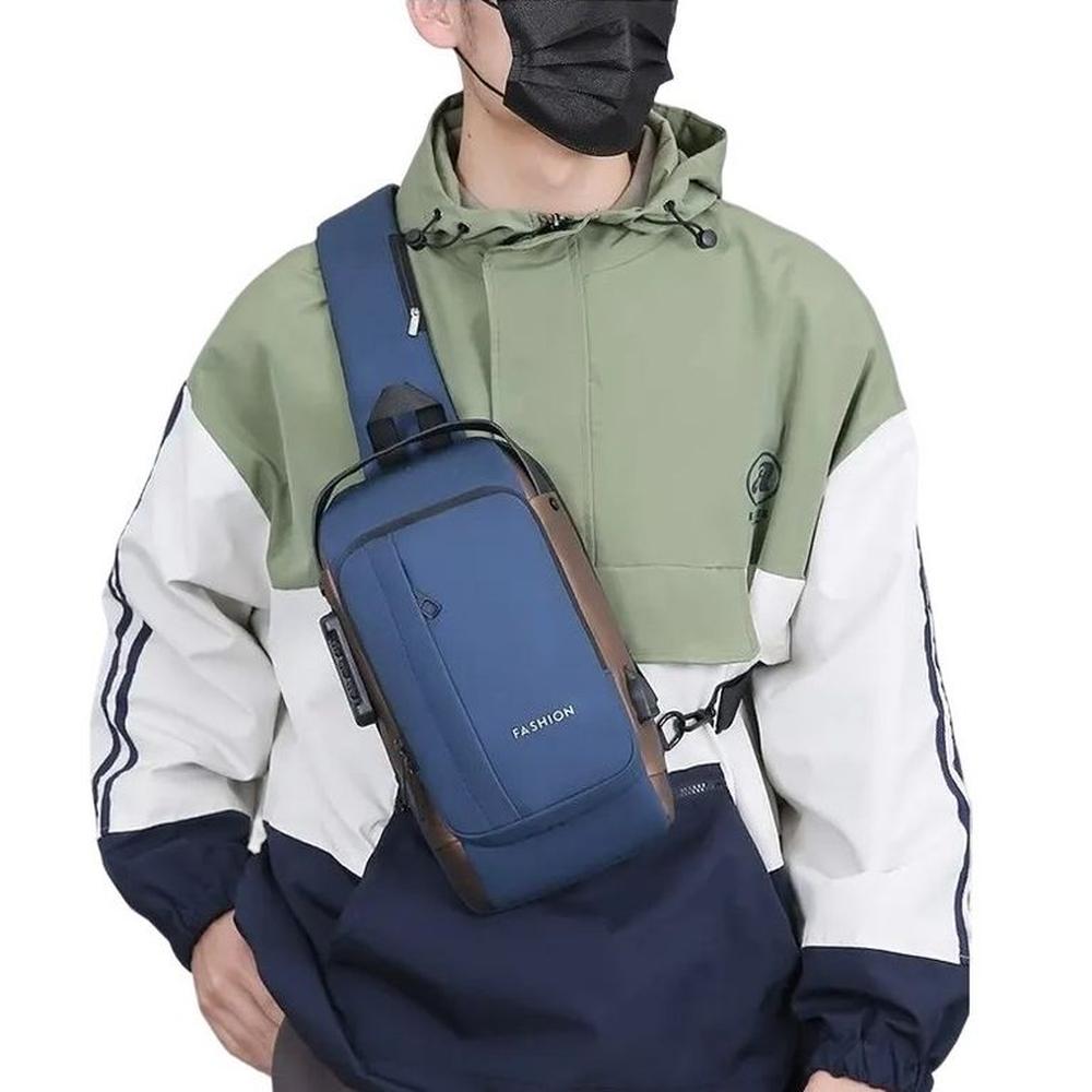 Mochila Morral Antirrobo Candado Clave Azul/marrón USB Bolso Genieka.