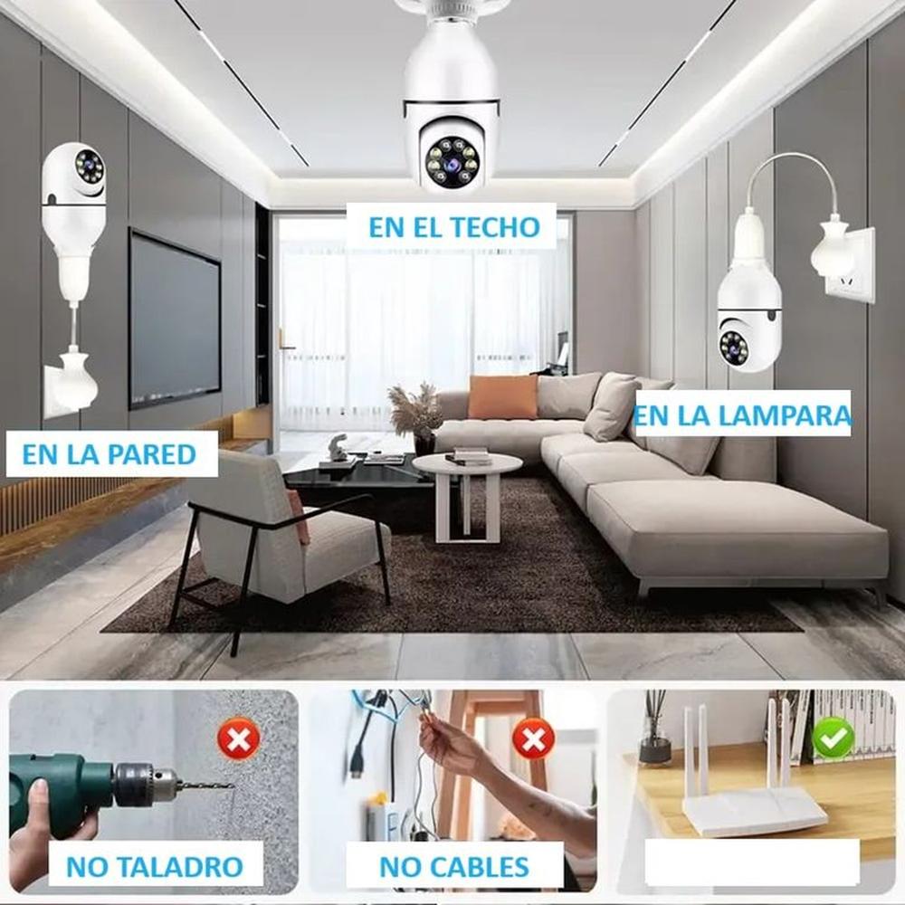 Lámpara Cámara Vigilancia E27 5G Visión Nocturna APP Hogar Genieka