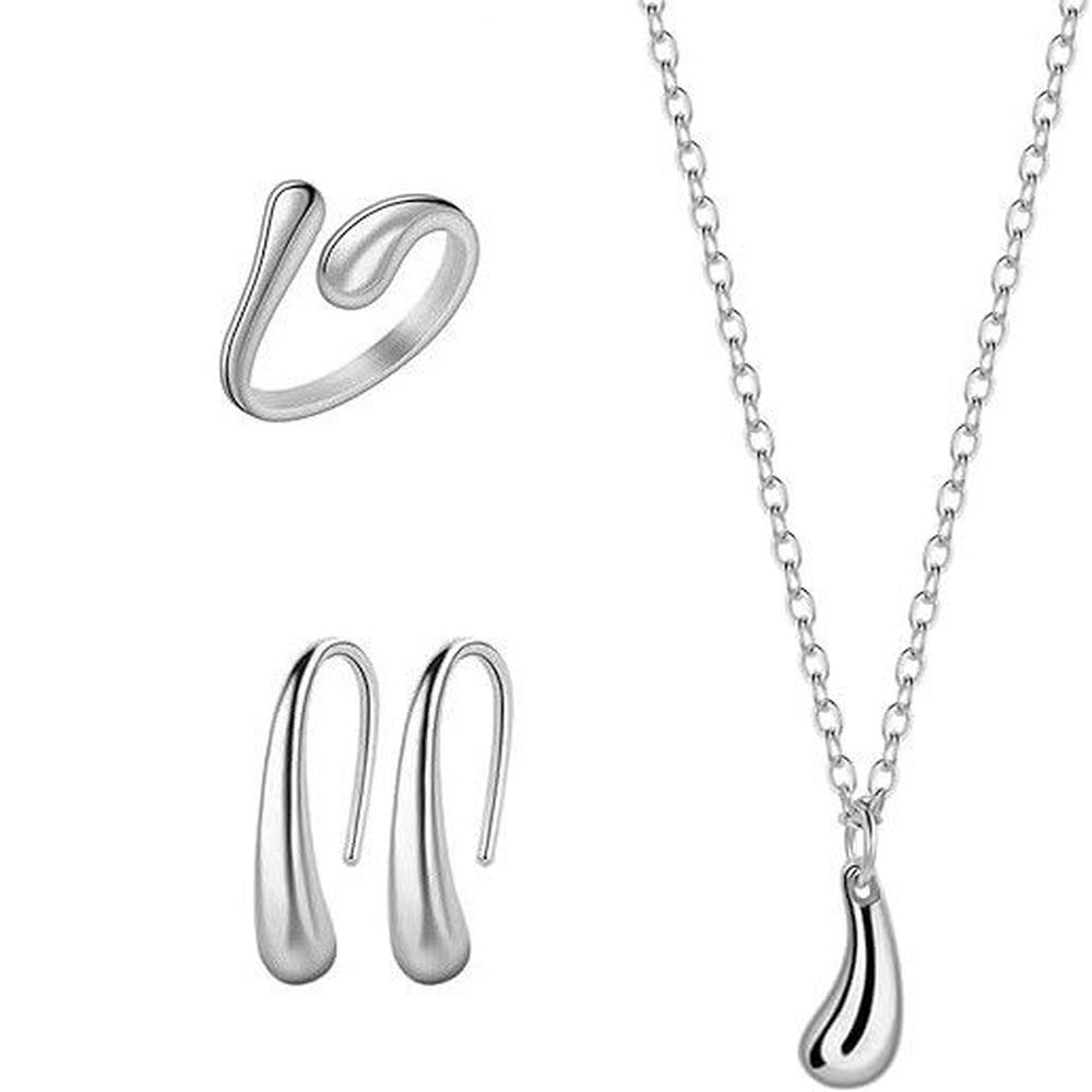 Set Joyas Soho Silver Collar + Anillo + Aretes San Valentín Genieka