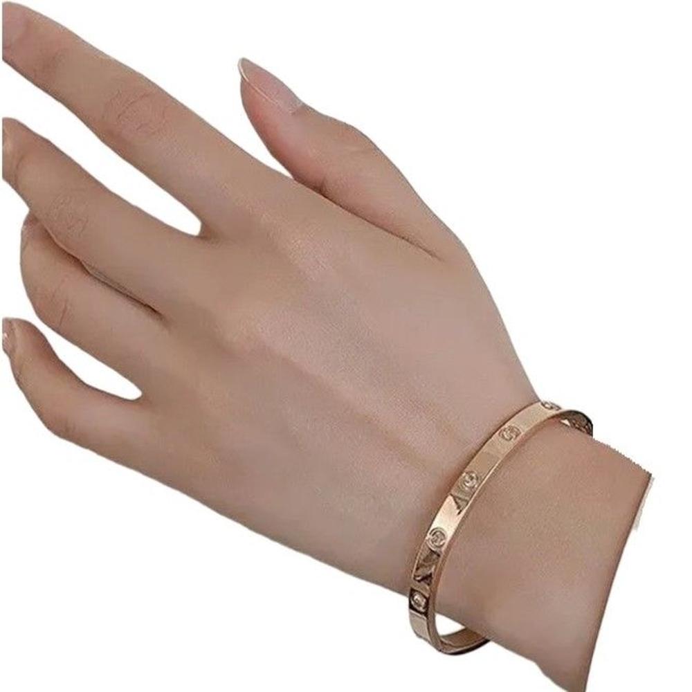 Brazalete Cristales Dorado Rosa Gold Rose Mujer Pulsera Regalo Genieka