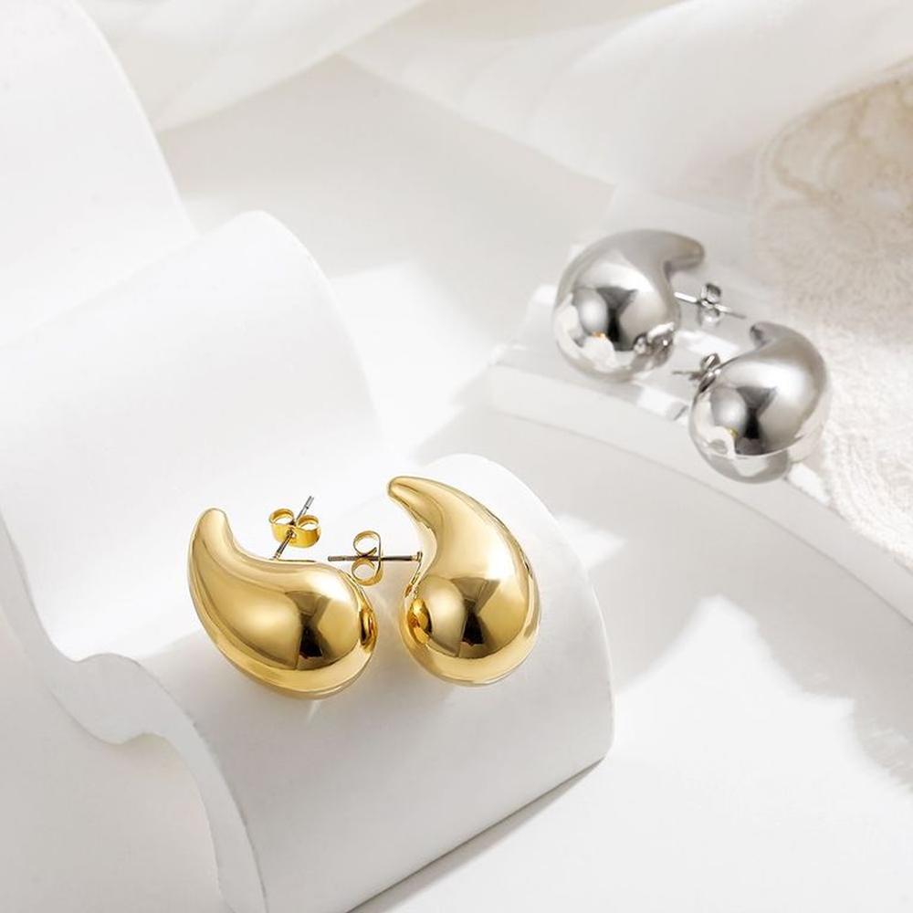 Aretes en forma de Gota Mujer Bottega moderno 4. 5cm - Plateado