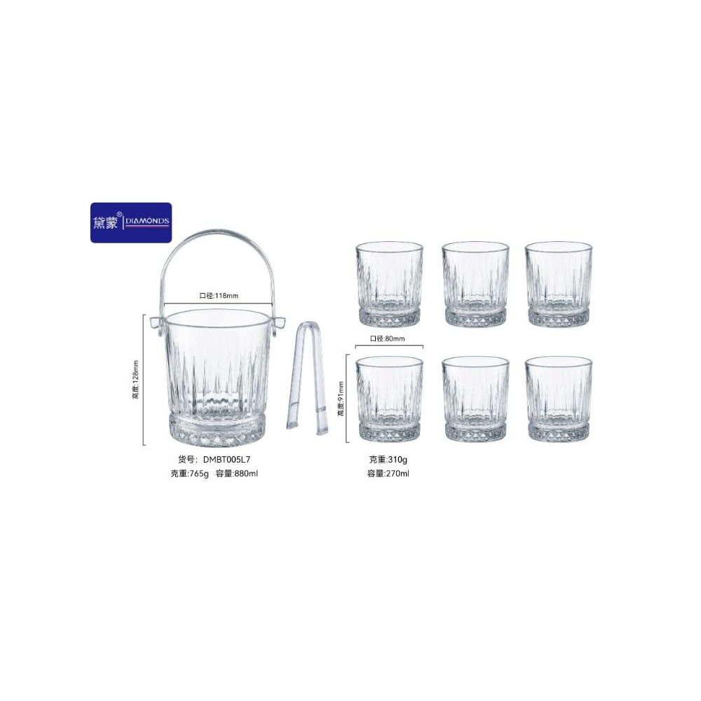 Hielera mas 6 Vasos Tallados