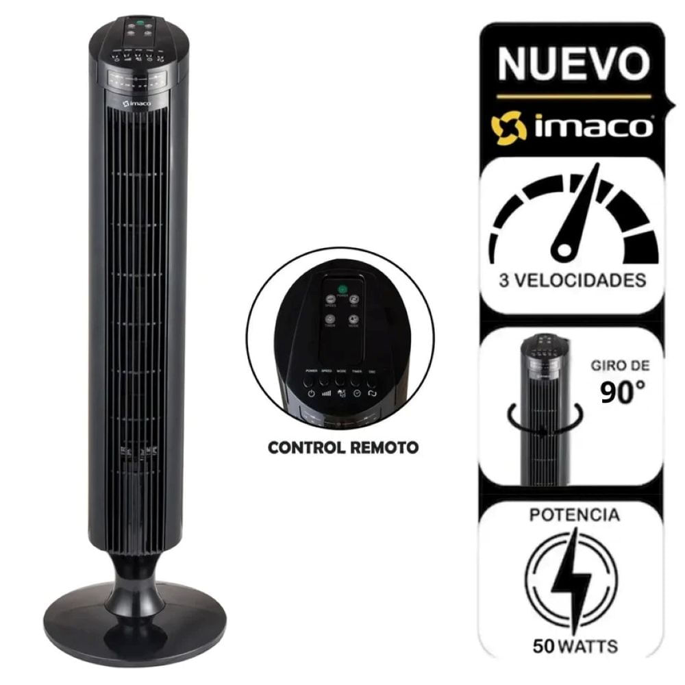 Ventilador de torre IMACO TF3645 con control remoto Negro