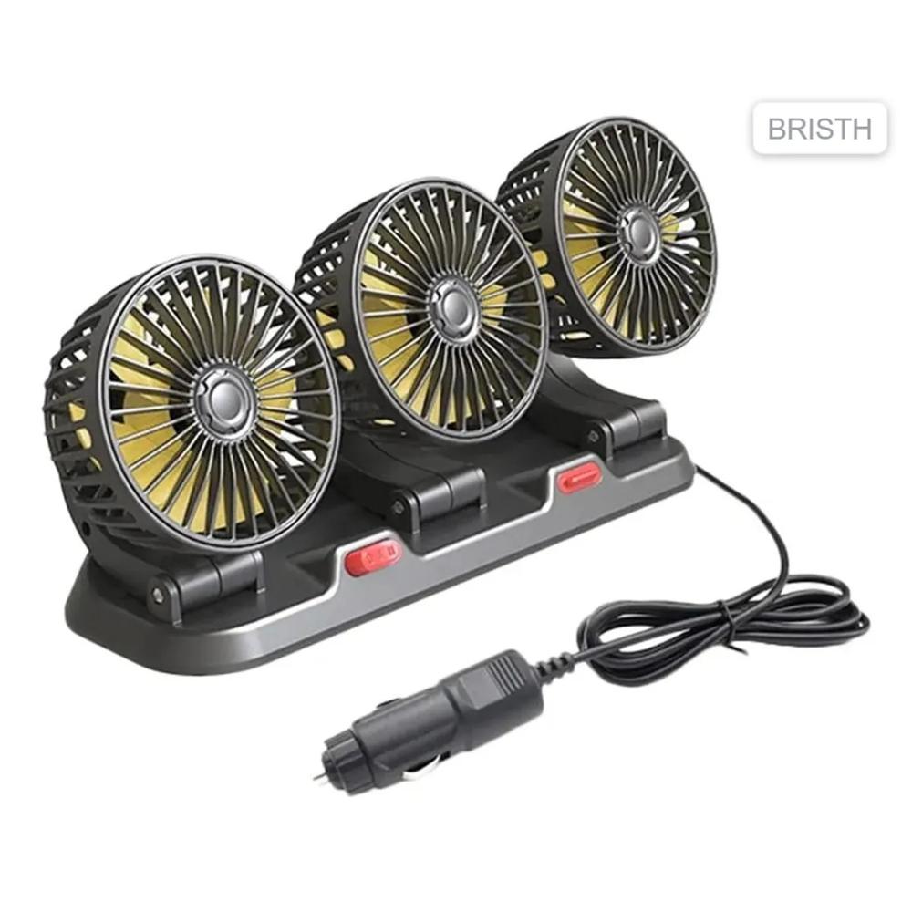 Ventilador Triple Cabezal Auto 360 Graduable Portátil 12v