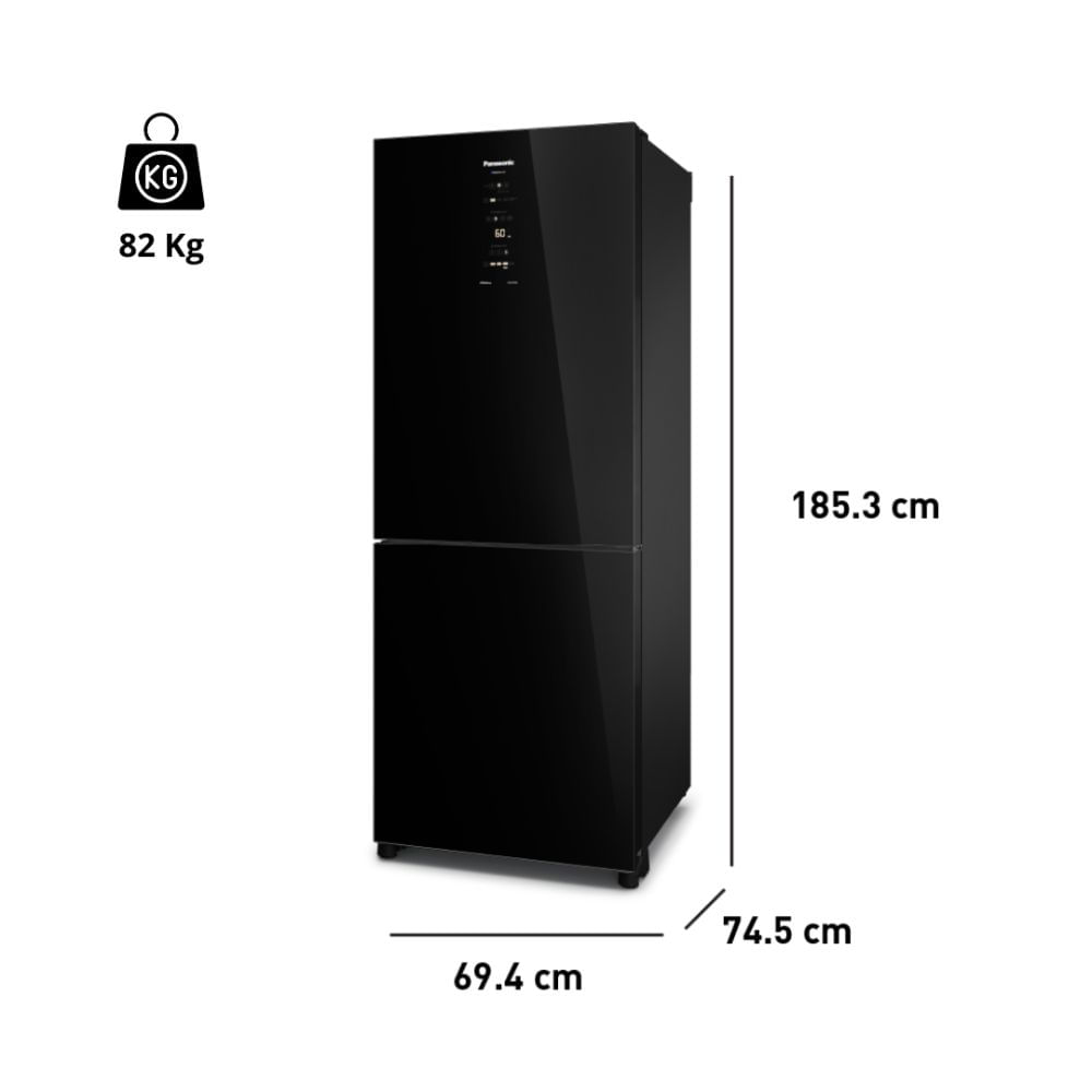 Refrigeradora Panasonic Bottom Freezer BB65 - Negro Espejado 450 L