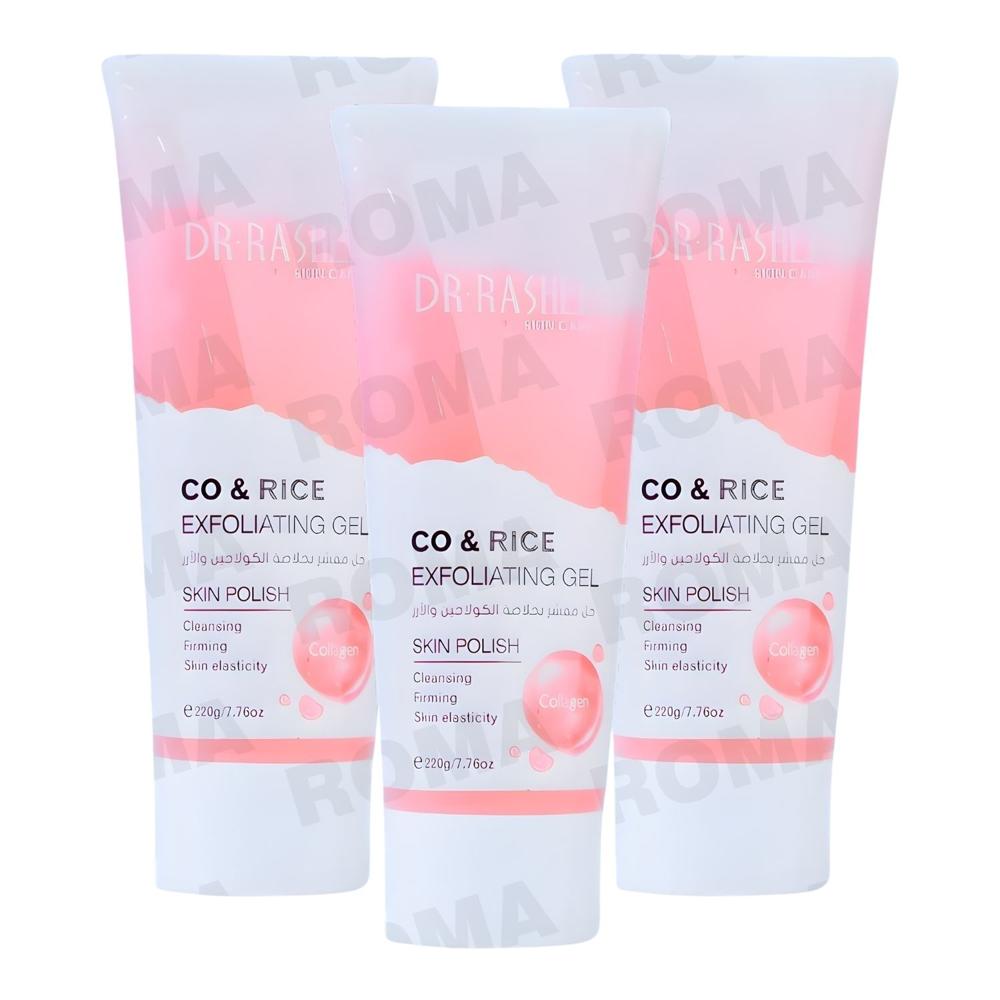 PACK 3 EXFOLIANTE EN GEL COLÁGENO Y ARROZ 220G DR RASHEL