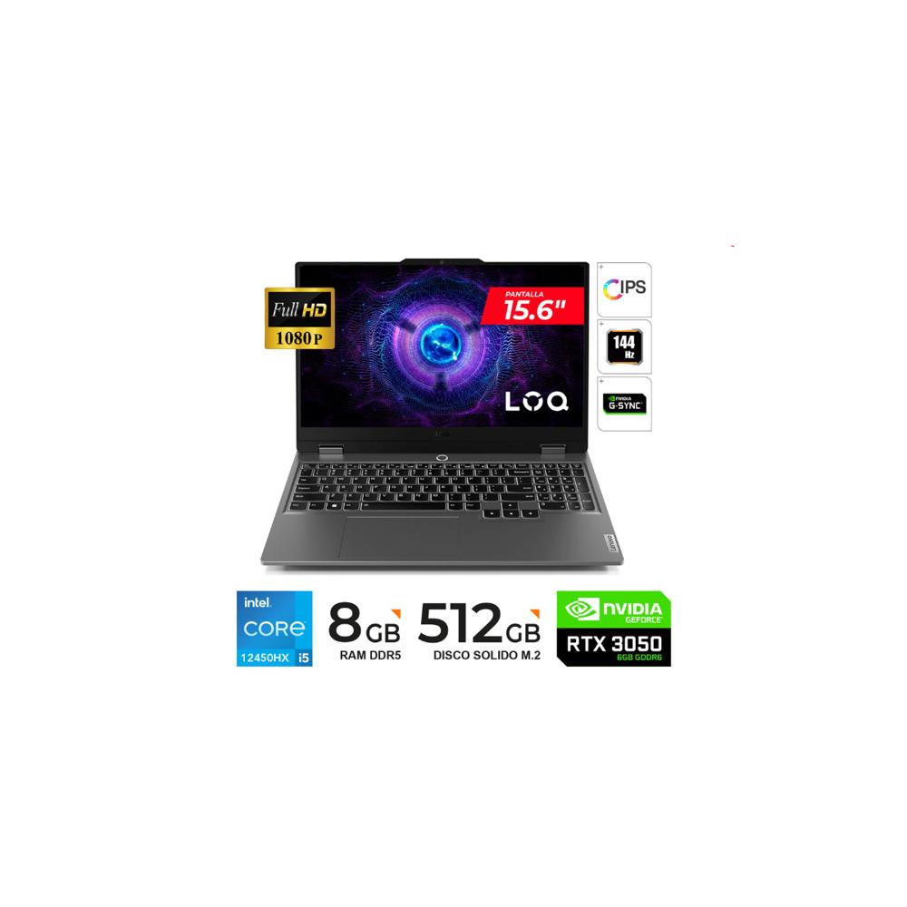 Laptop Lenovo LOQ 15IAX9 15.6 FHD IPS i5-12450HX RTX3050 6GB 512GB SSD 8GB DDR5 FreeDOS