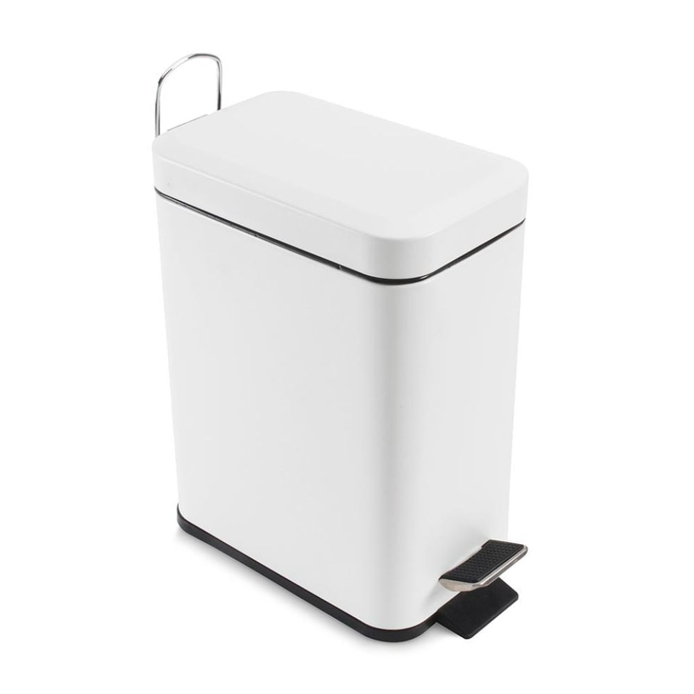 Papelera de Baño Orange 5 litros con Pedal Rectangular Blanco