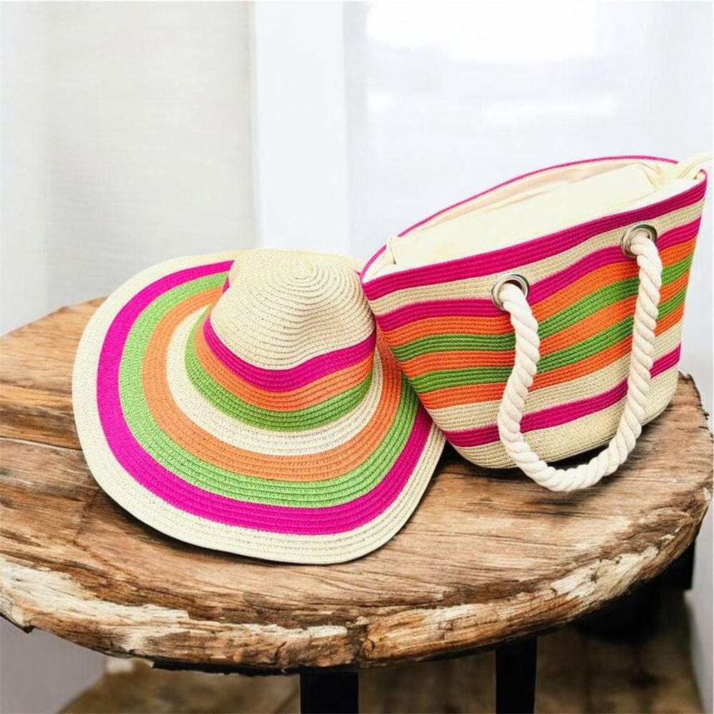 Cartera Playera Playa Tote Bag Con Sombrero