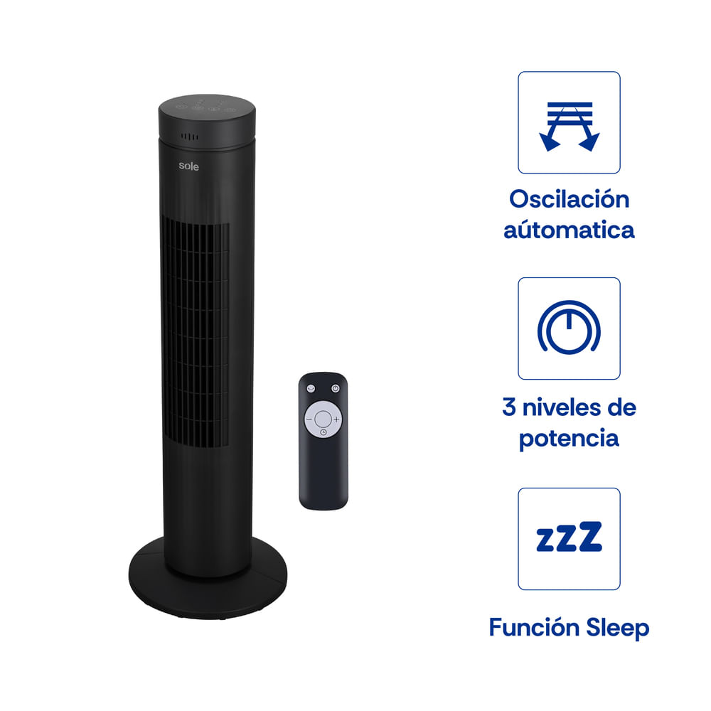 Ventilador Tipo Torre Black 76 Cm Sole 3120SOLAIR019V2