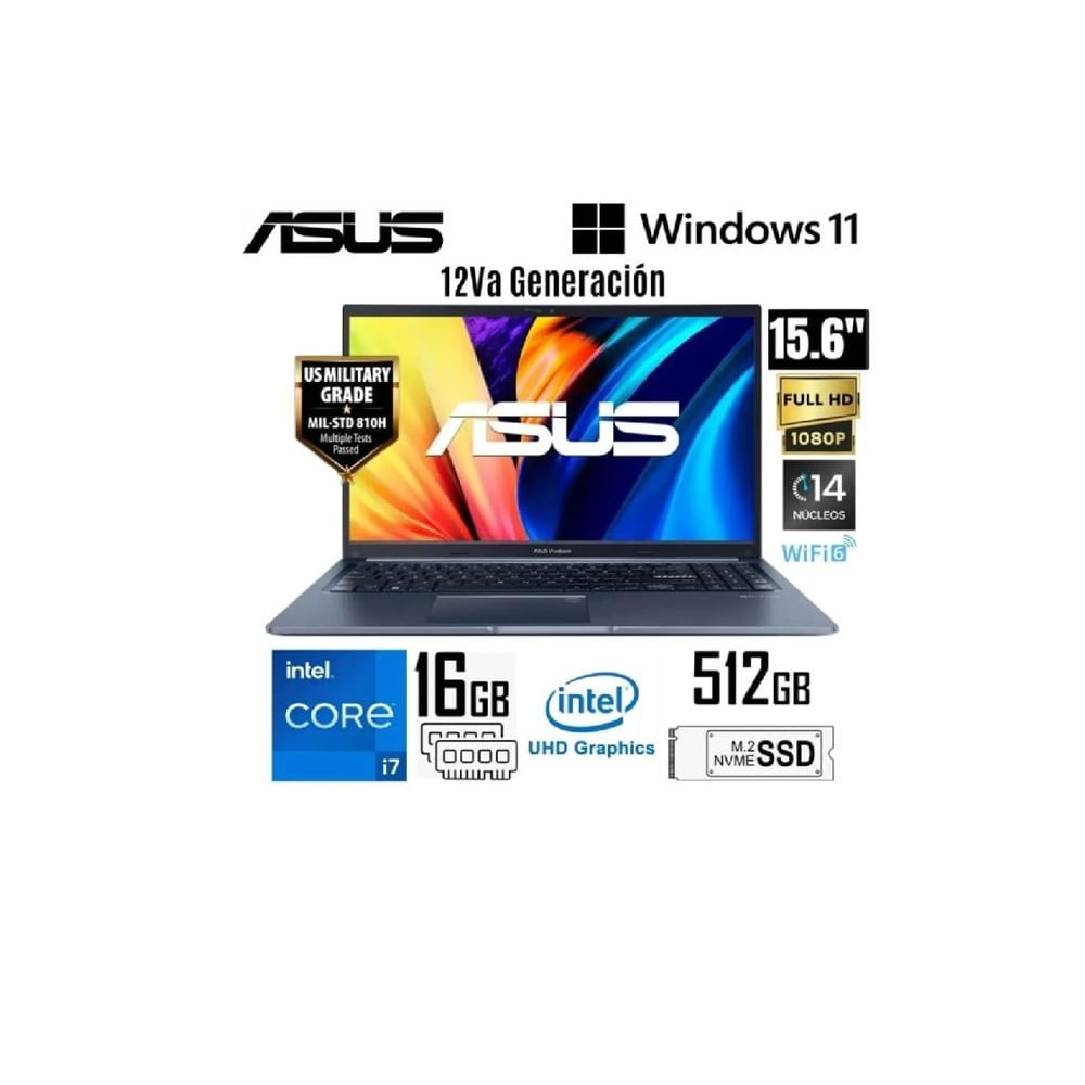 ASUS VIVOBOOK X1502ZA-EJ2466W INTEL COREI7-12700H  16GB 512SSD 15.6 FHD WIN 11