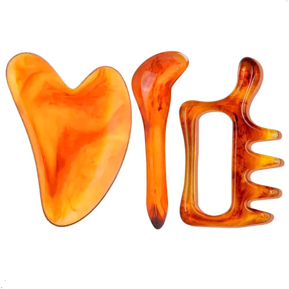 Guasha Combo 3 Herramientas Para Masaje Rostro Cuerpo Reafirmante