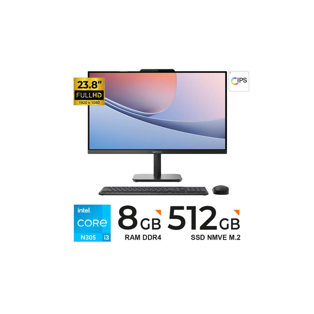 PC TODO EN UNO LENOVO V100 23.8 IPS Core i3 N305 8GB DDR4-3200MHz 512GB FREEDOS