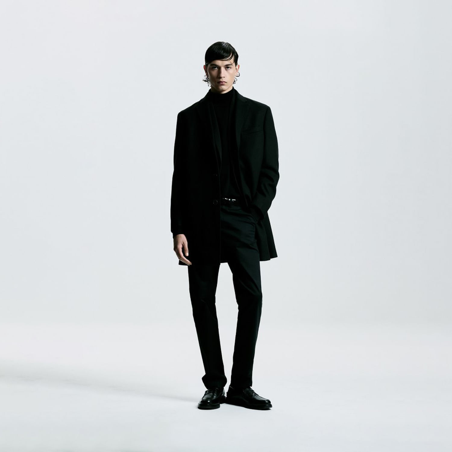 Abrigo Hombre Sfera Solapa Lana-Comfort Negro