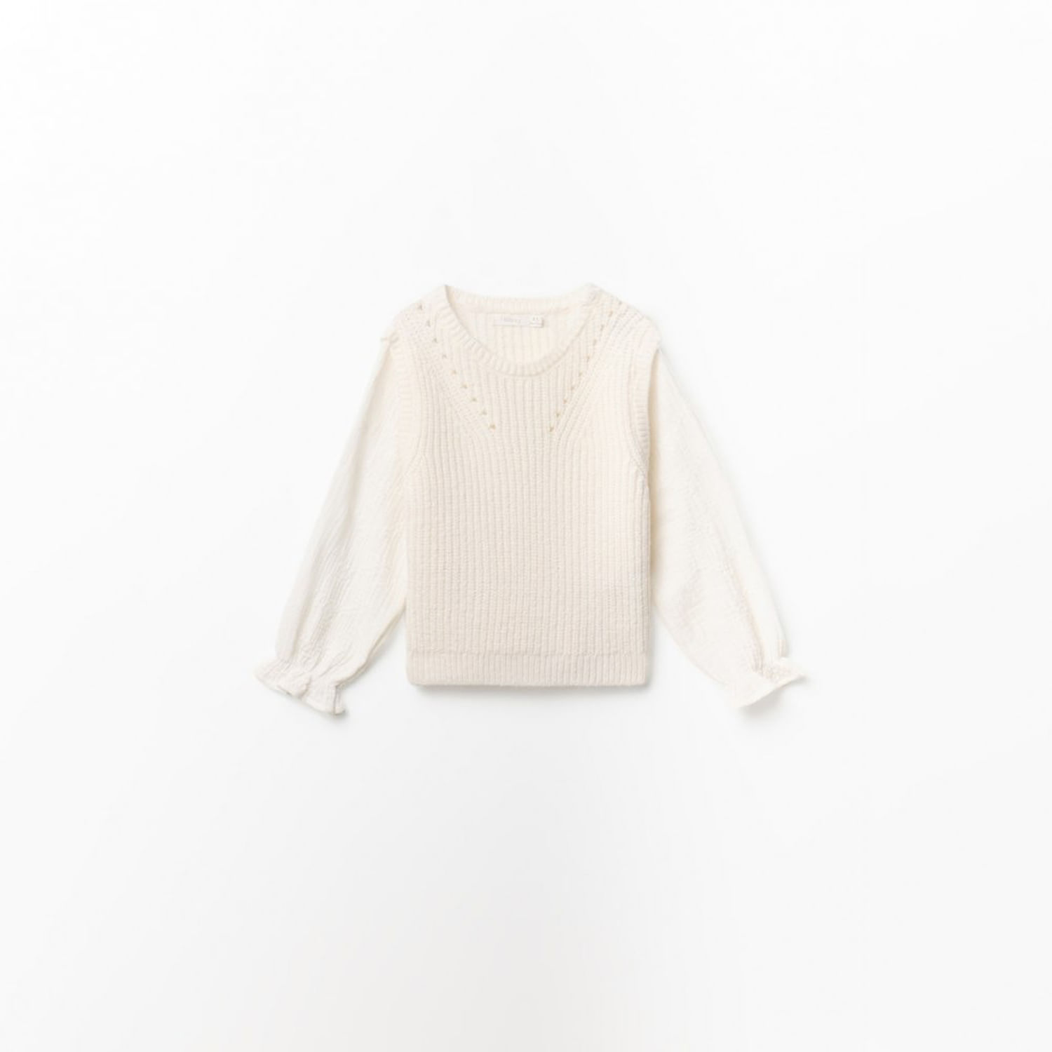 Chompa Niña Sfera Tricot Combinado Crudo