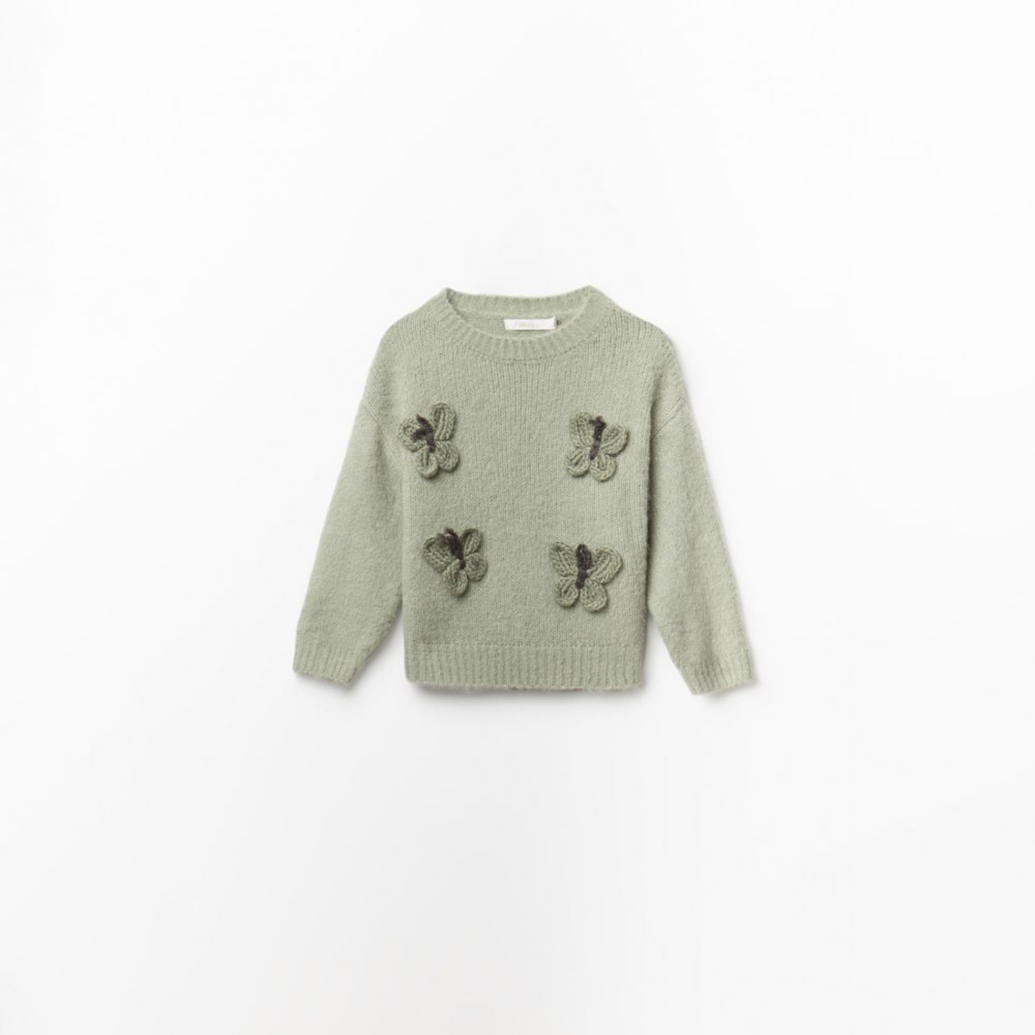 Chompa Niña Sfera Mariposas 3D Verde Pistacho