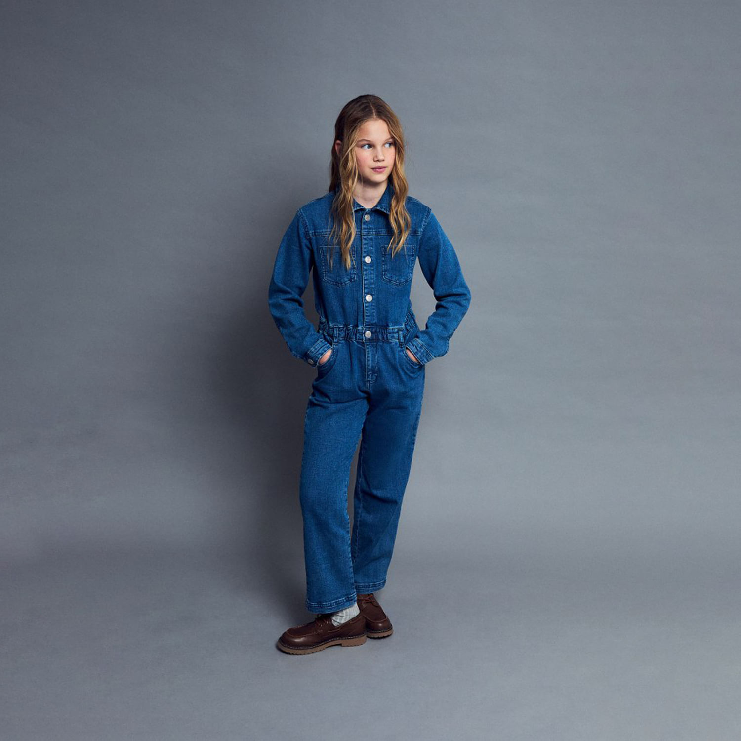 Enterizo Niña Sfera Mono Manga Larga Azul