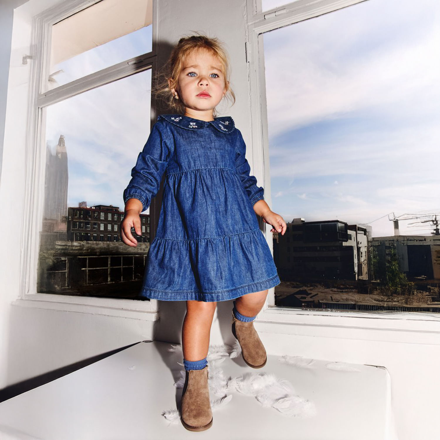 Vestido Bebé Niña Sfera Chambrai Bdo Azul