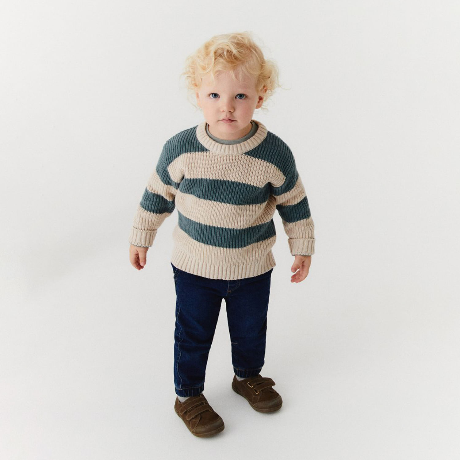 Chompa Bebé Niño Sfera Rib Rayas Crudo