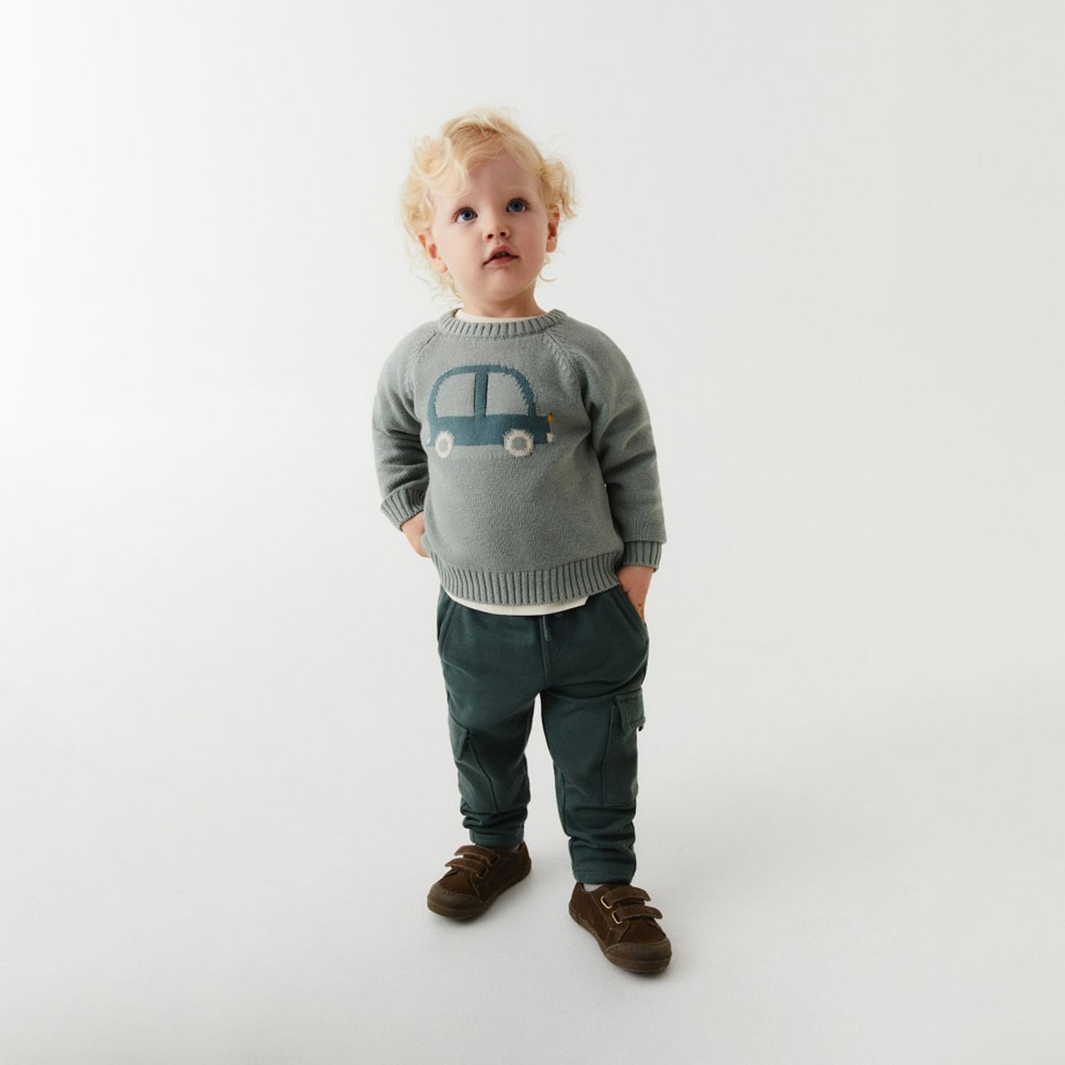 Chompa Bebé Niño Sfera Intarsia Coche Verde Pistacho